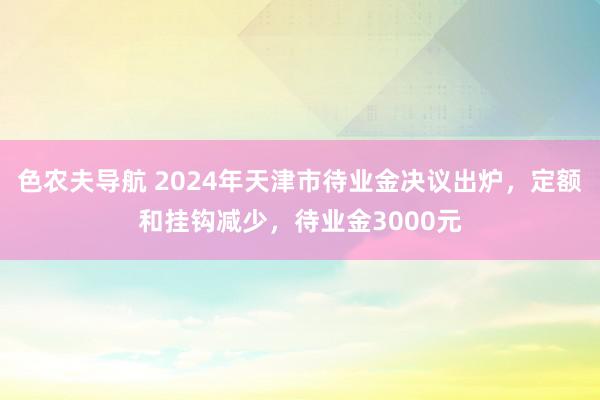 色农夫导航 2024年天津市待业金决议出炉，定额和挂钩减少，待业金3000元