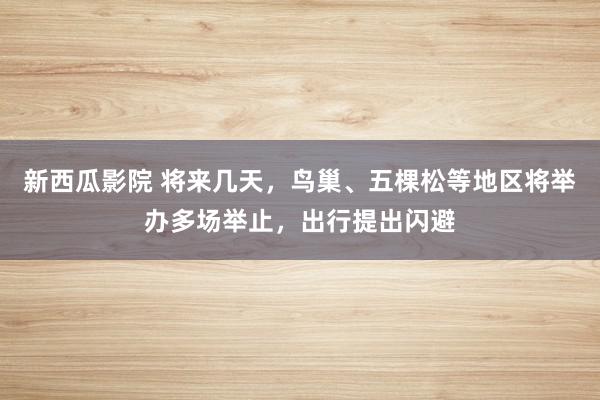 新西瓜影院 将来几天，鸟巢、五棵松等地区将举办多场举止，出行提出闪避