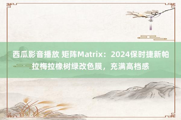 西瓜影音播放 矩阵Matrix：2024保时捷新帕拉梅拉橡树绿改色膜，充满高档感