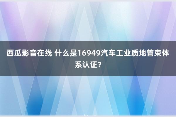 西瓜影音在线 什么是16949汽车工业质地管束体系认证？