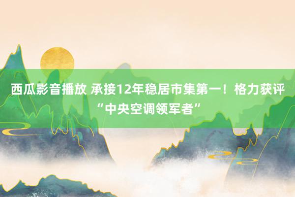 西瓜影音播放 承接12年稳居市集第一！格力获评“中央空调领军者”