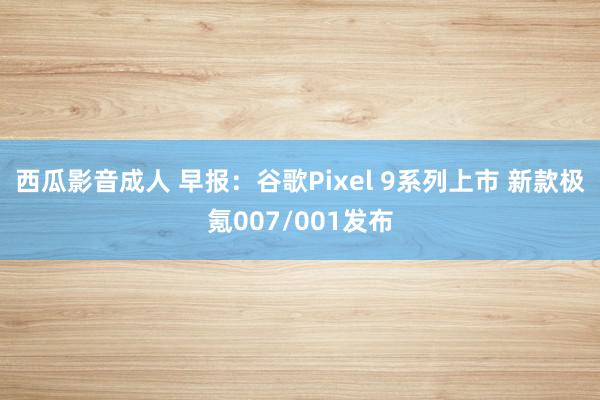 西瓜影音成人 早报：谷歌Pixel 9系列上市 新款极氪007/001发布