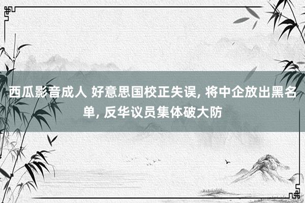 西瓜影音成人 好意思国校正失误, 将中企放出黑名单, 反华议员集体破大防