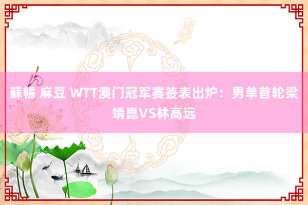 蘇暢 麻豆 WTT澳门冠军赛签表出炉：男单首轮梁靖崑VS林高远